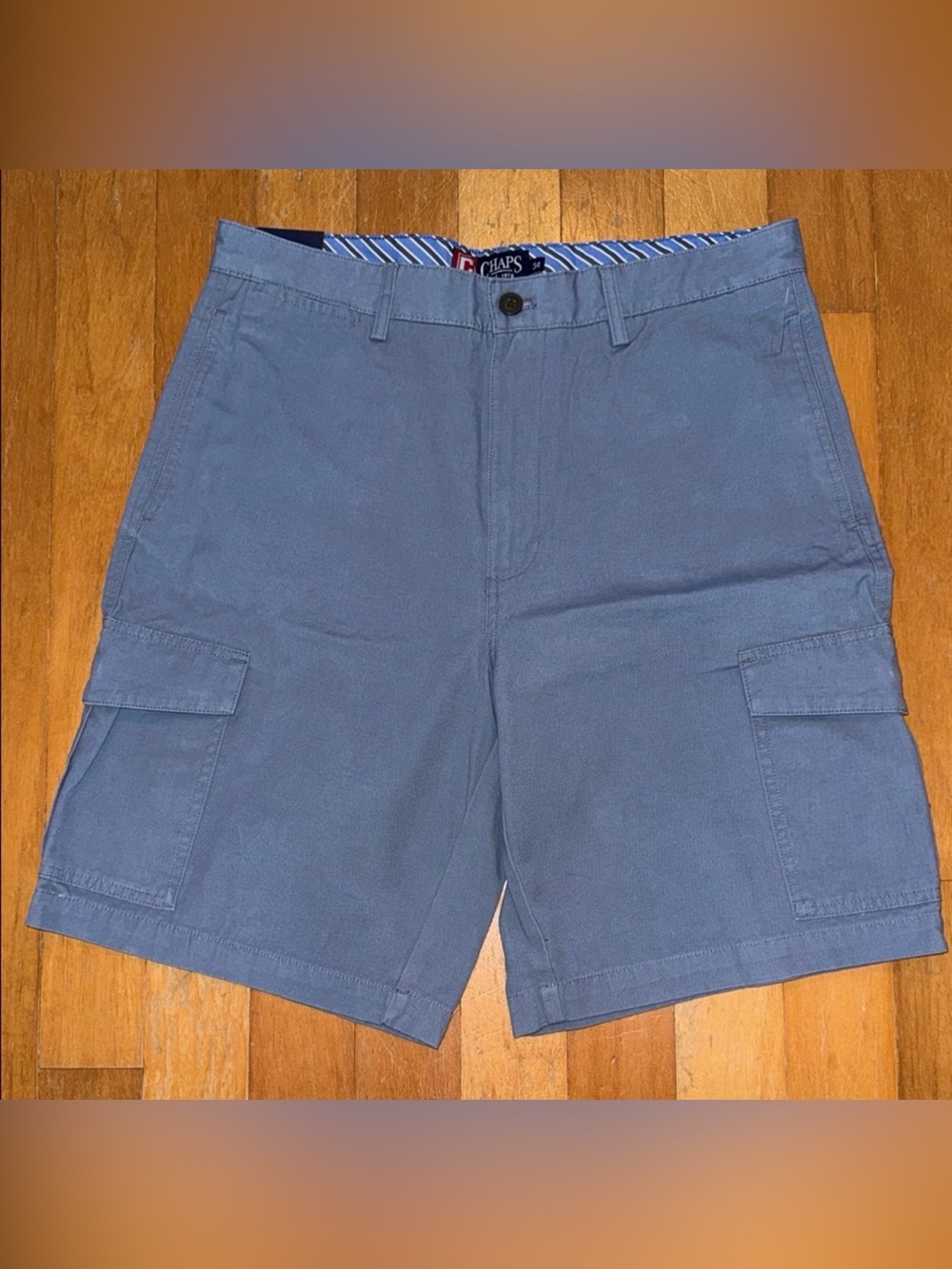 Chaps Men's Cargo Shorts Slate Blue Size 34 NWT Classic Cotton Utility